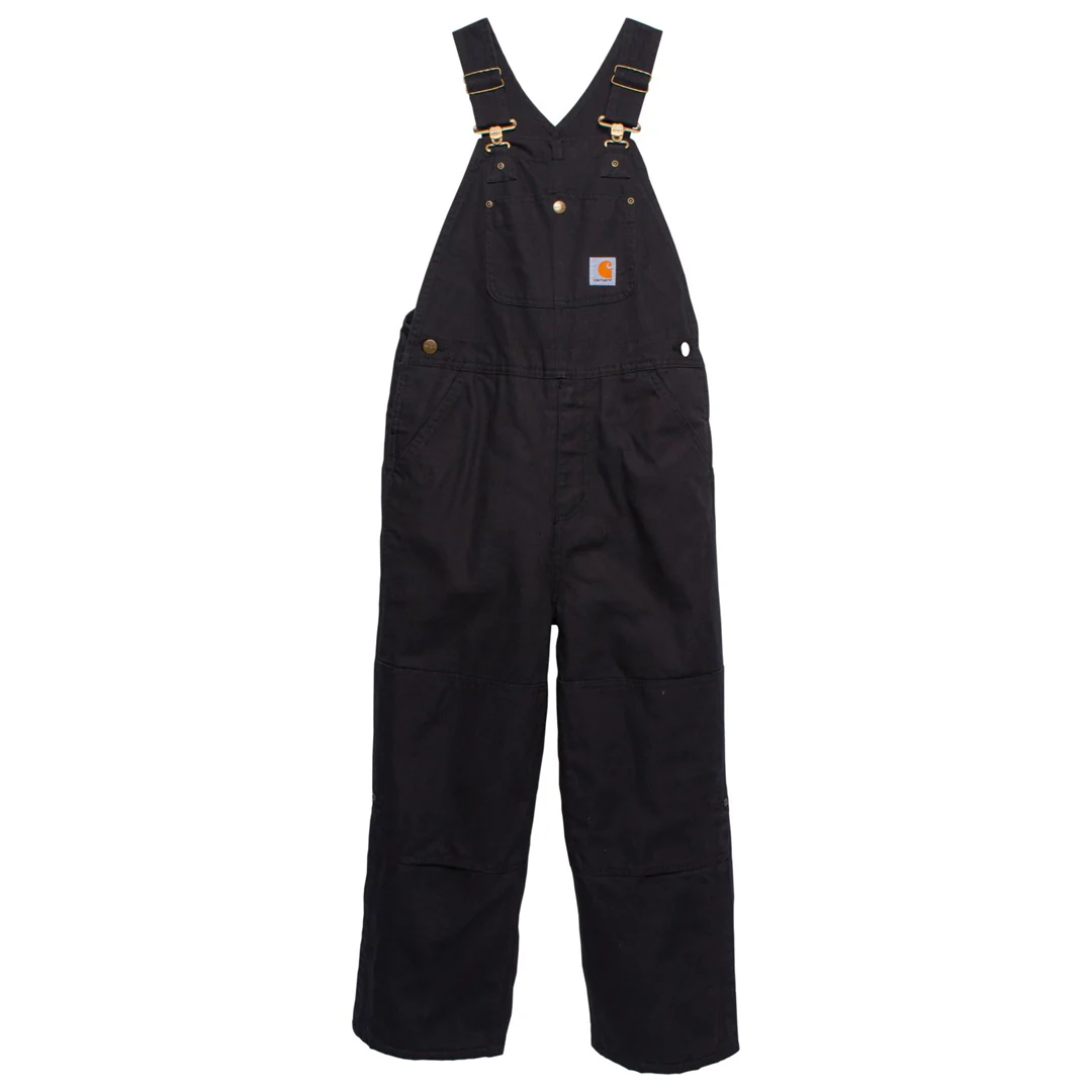 Carhartt Boys Loose Fit Canvas Bib Overalls Insulated Black - Image 12