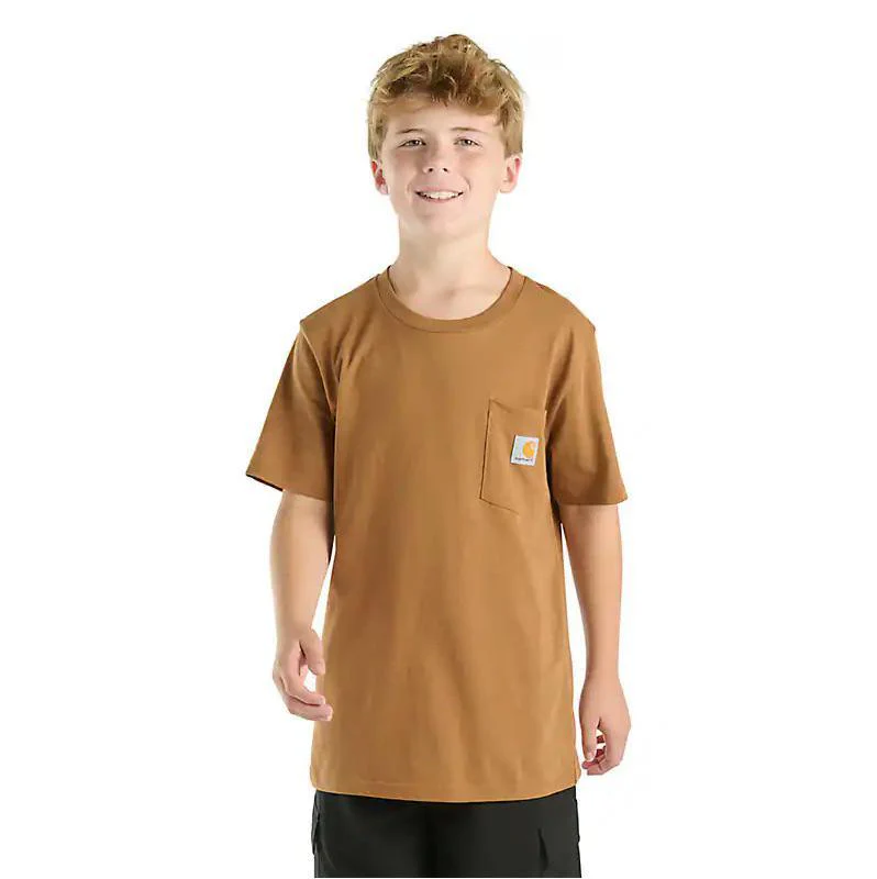 Carhartt Boy's Short Sleeve Pocket T-Shirt With Dog On Back