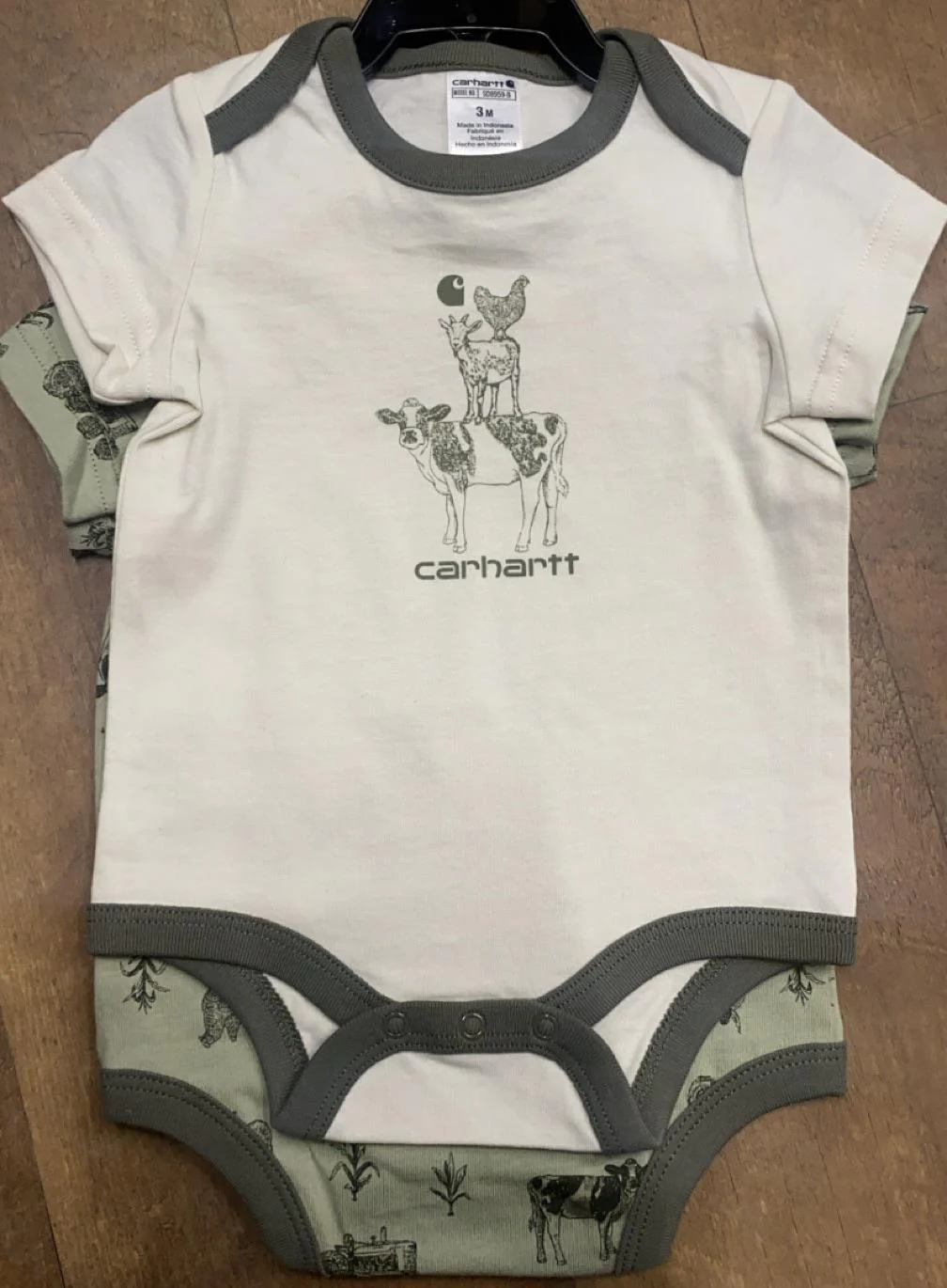 Carhartt Infant Boy's Short Sleeve Farm 2 Piece Onesie In Green - Image 2