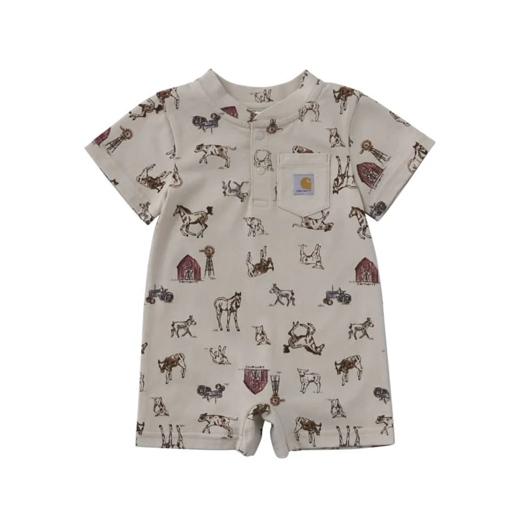 Carhartt Infant's Farm Life Short Sleeve Romper in Sand