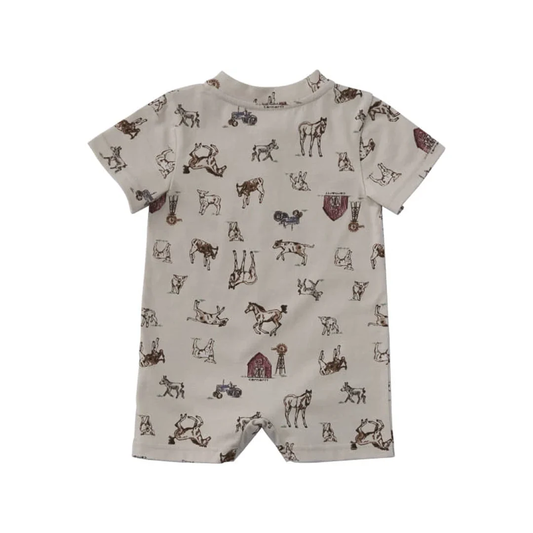 Carhartt Infant's Farm Life Short Sleeve Romper in Sand - Image 2