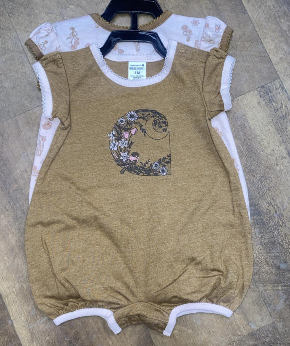 Carhartt Infant Girl's Short Sleeve Floral 2 Piece Romper