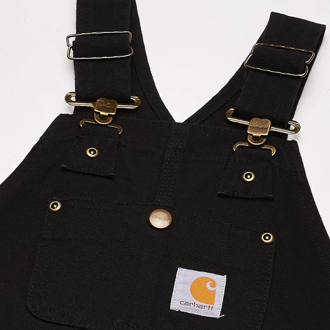 Carhartt Kid's Duck Quilt Lined Bib Overalls Black - Image 3