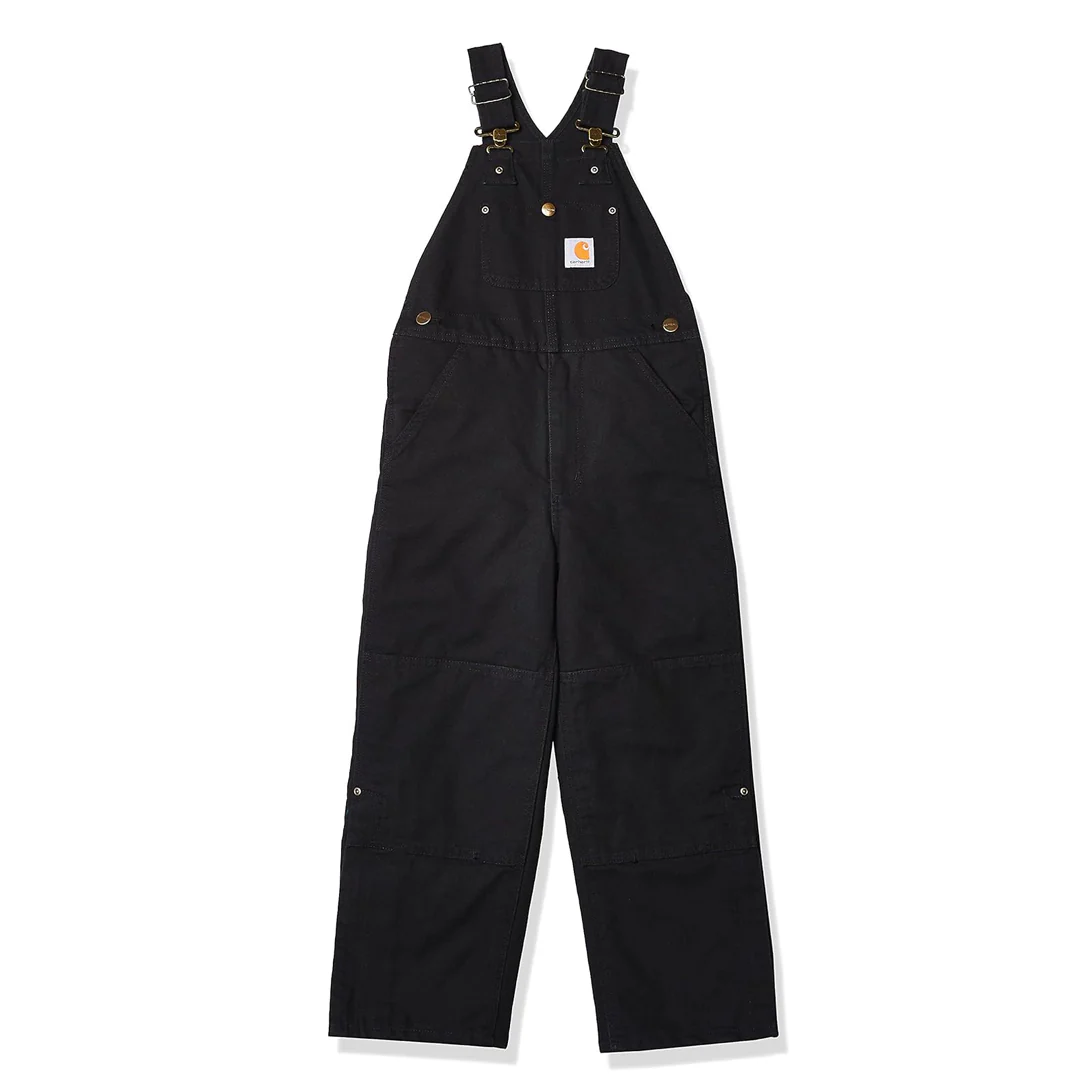 Carhartt Kid's Duck Quilt Lined Bib Overalls Black - Image 7