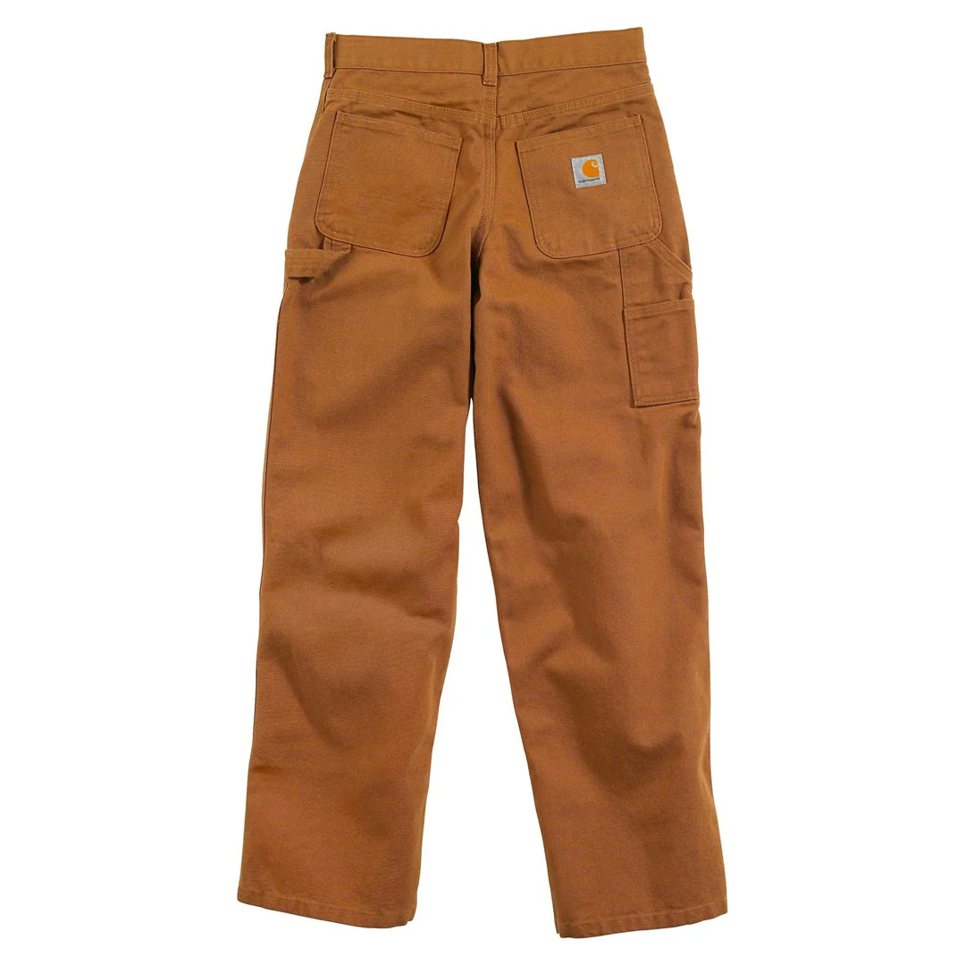 Carhartt Kid's Original Fit Canvas Utility Boot-Cut Work Pants Brown - Image 2