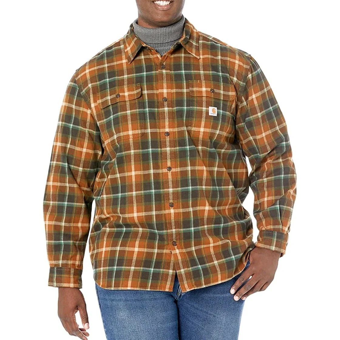 Carhartt Men’s Shirt Loose Fit Long Sleeve Heavyweight Flannel Plaid - Image 2