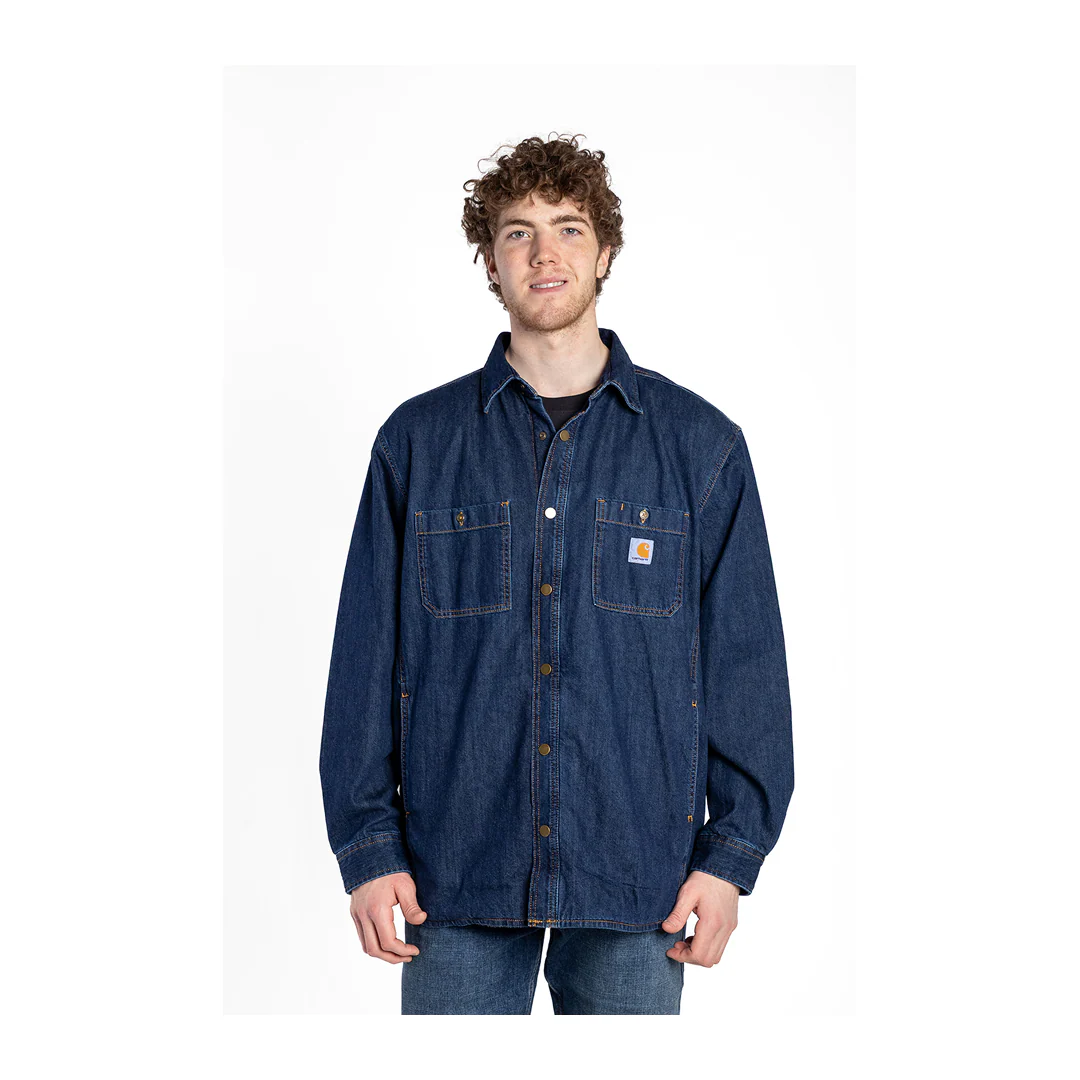 Carhartt Men’s Relaxed Fit Denim Fleece Lined Snap Shirt Jacket - Image 2