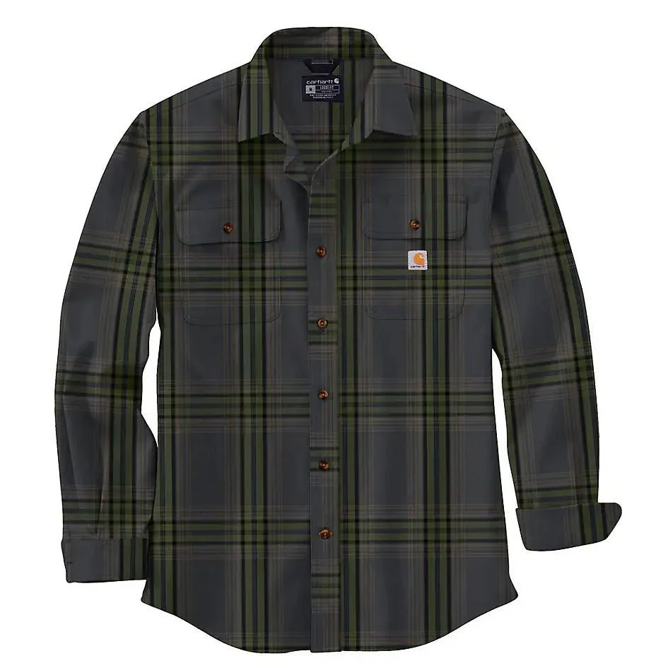 Carhartt Men’s Rugged Flex Loose Fit Heavy Weight Flannel Long Sleeve Plaid Shirt