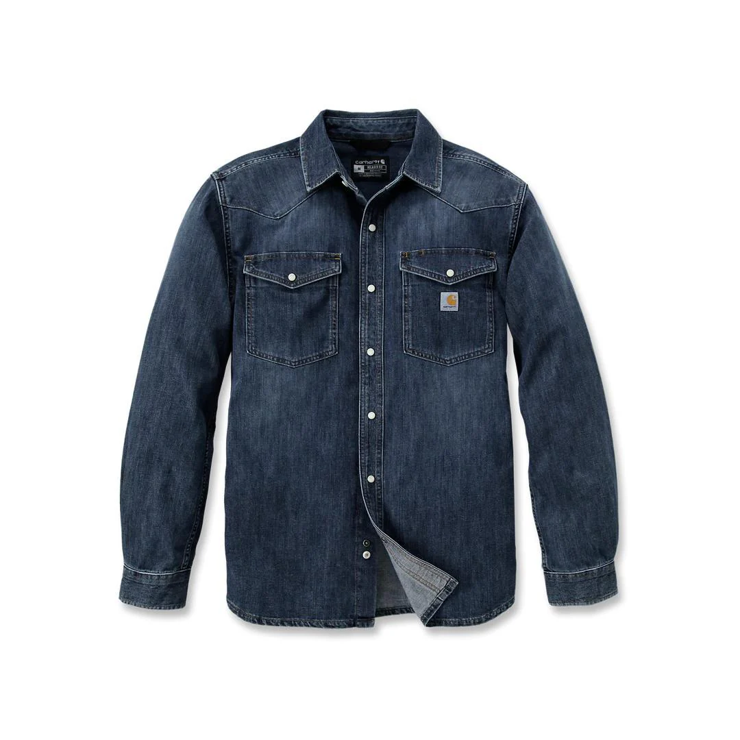Carhartt Men's Montana Relaxed Fit Midweight Denim Long Sleeve Snap Front Shirt
