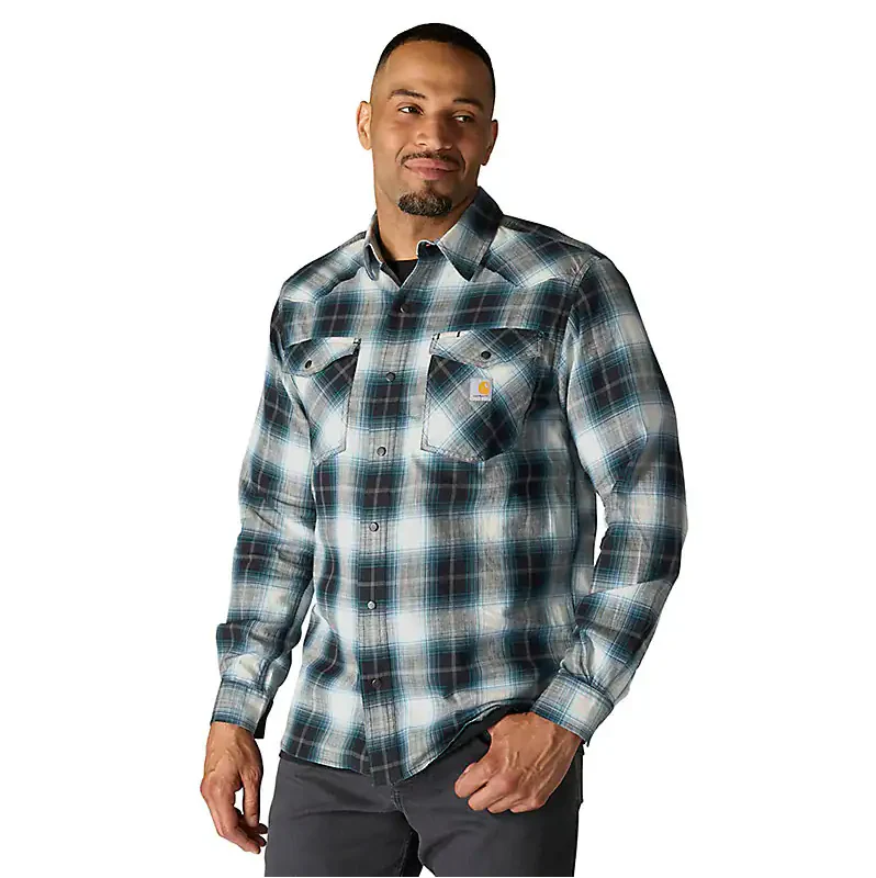 Carhartt Montana Rugged Flex™ Relaxed Fit Lightweight Long-Sleeve Snap-Front Plaid Shirt