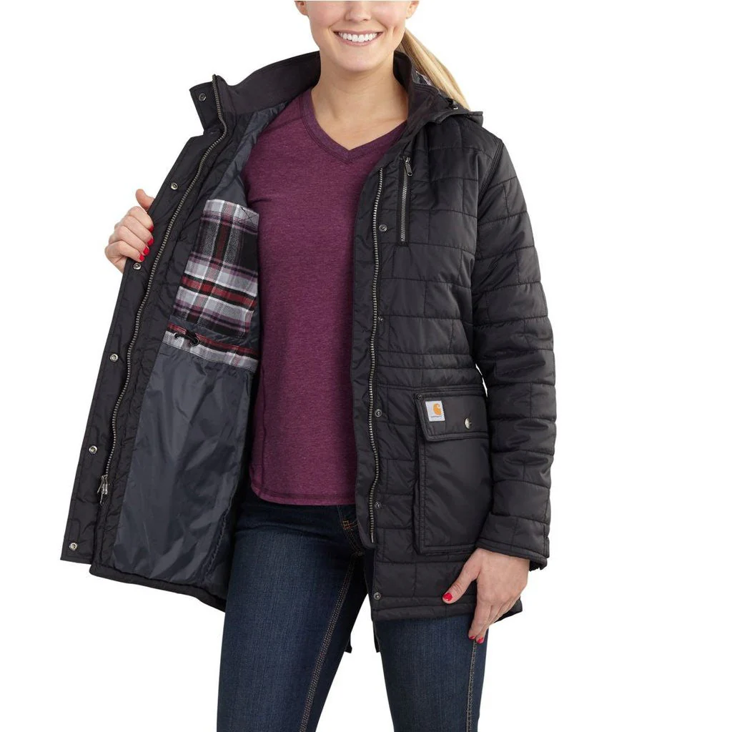 Carhartt Women's Amoret Jacket Black Flannel Lined Hood - Image 2