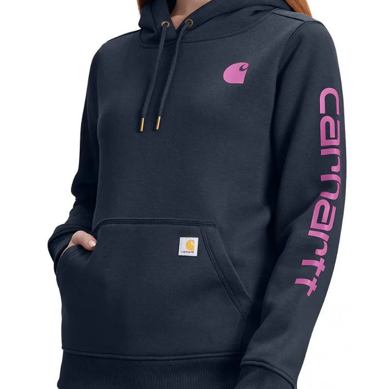 Carhartt Women's Relaxed Fit Mid weight Logo Sleeve Graphic Hoodie