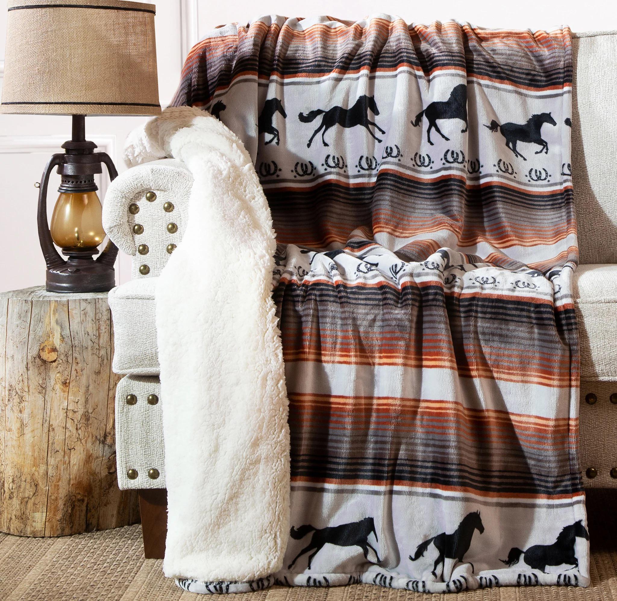 Carstens Running on the Range Plush Sherpa Throw