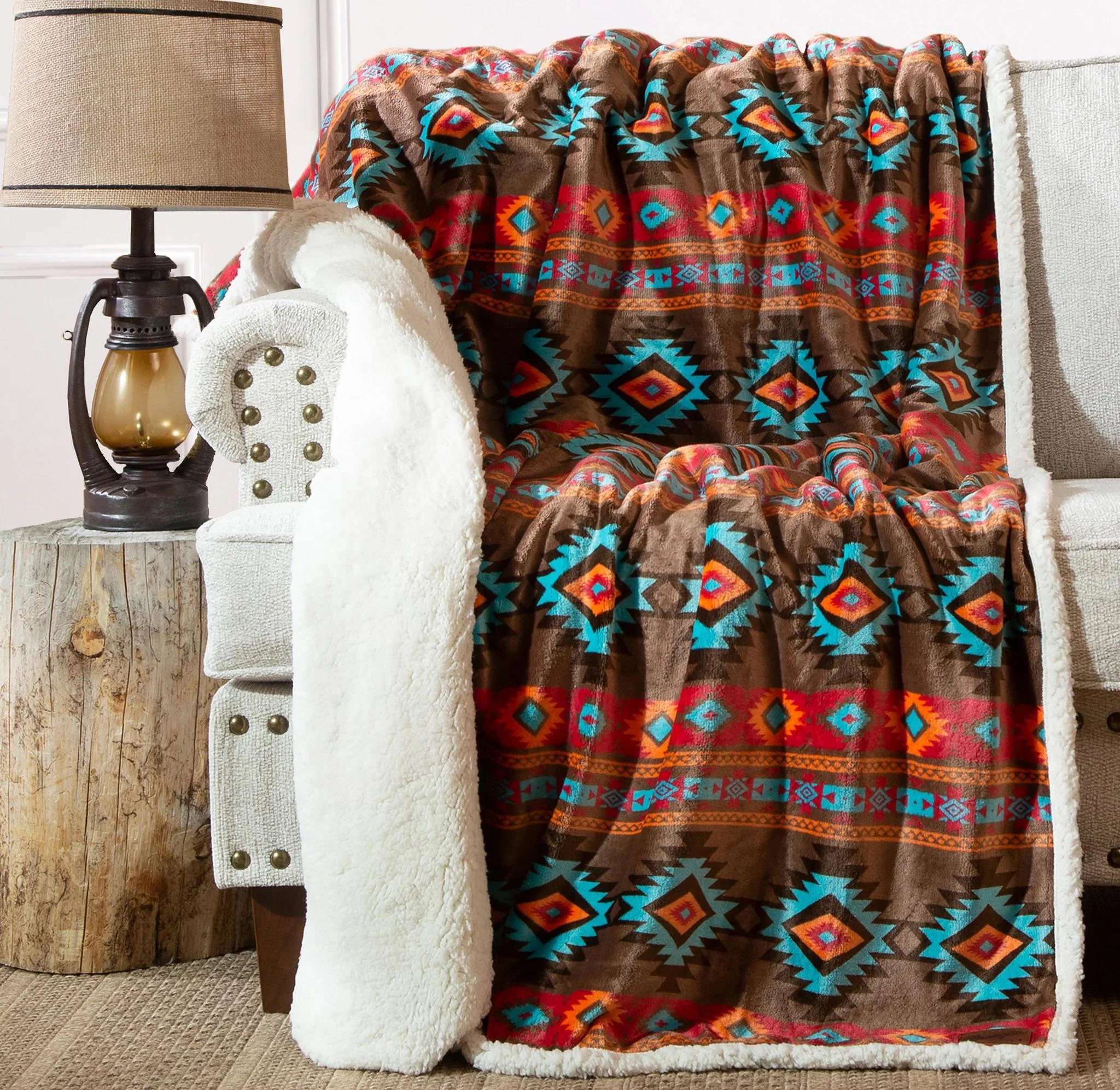 Carstens Wrangler® Southwest Horizon Plush Sherpa Throw