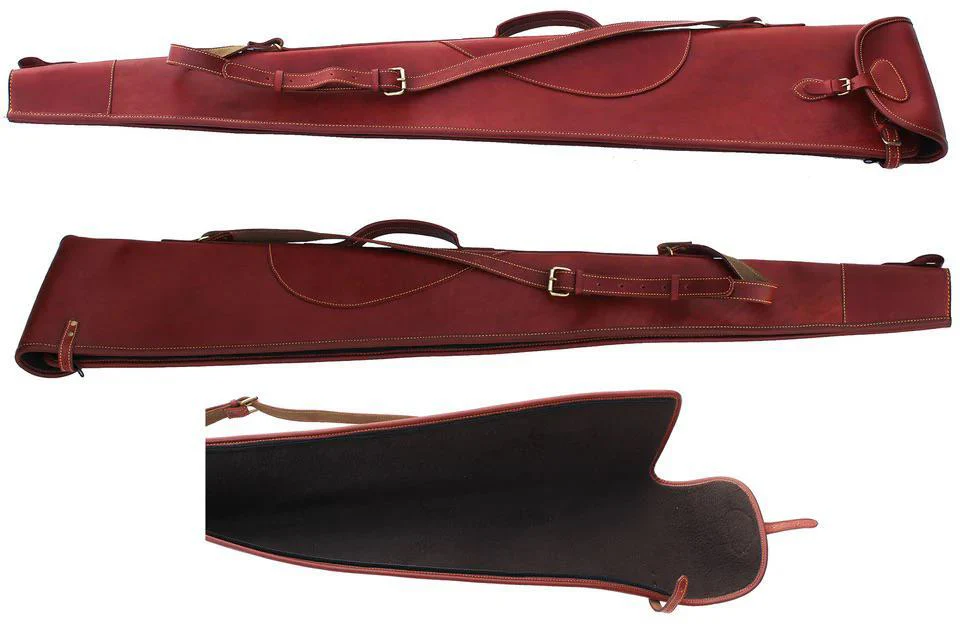 Challenger Full grain Leather Fleece Lined Shooting, Hunting Sporting Gun Case