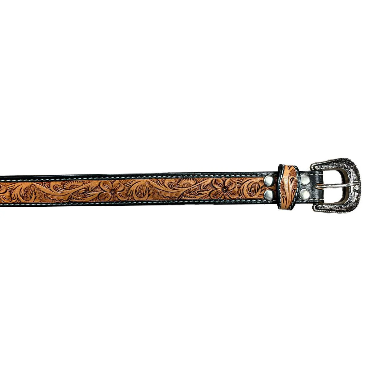 Challenger Kid's Western Floral Full-Grain Leather Belt
