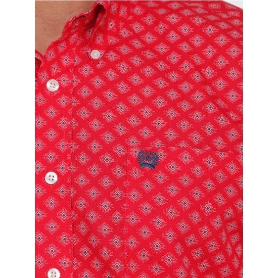 Cinch Men's Shirt Long Sleeve Button Down Red/Blue Pattern - Image 2