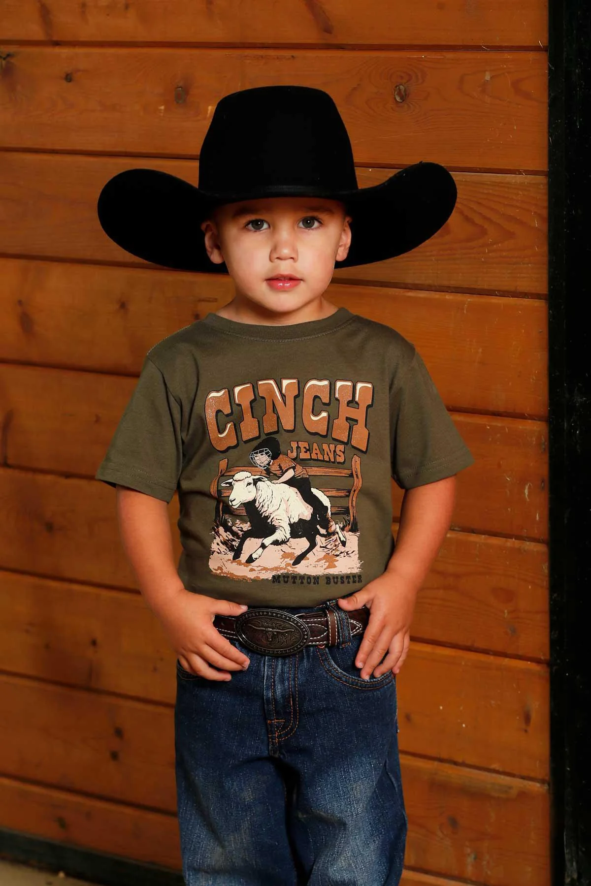 Cinch Boy's Infant/Toddler Mutton Buster Olive Green Graphic Tee Shirt