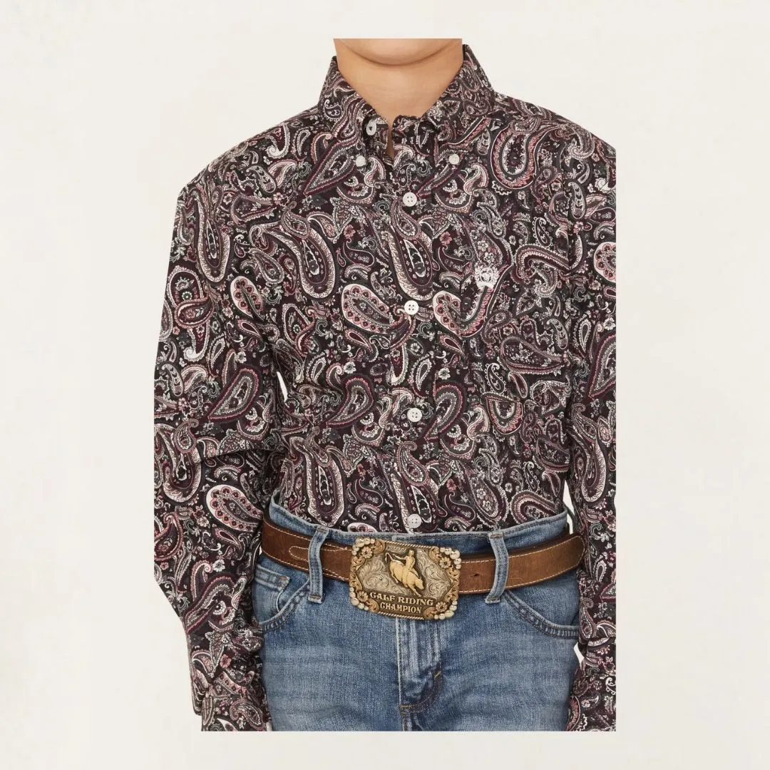 Cinch Boy's Paisley Button-Down Western Shirt Multi - Image 4