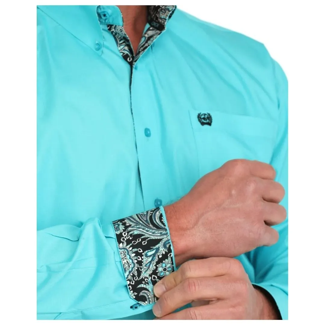 Cinch Men's Solid Button-Down Western Shirt - Turquoise - Image 2