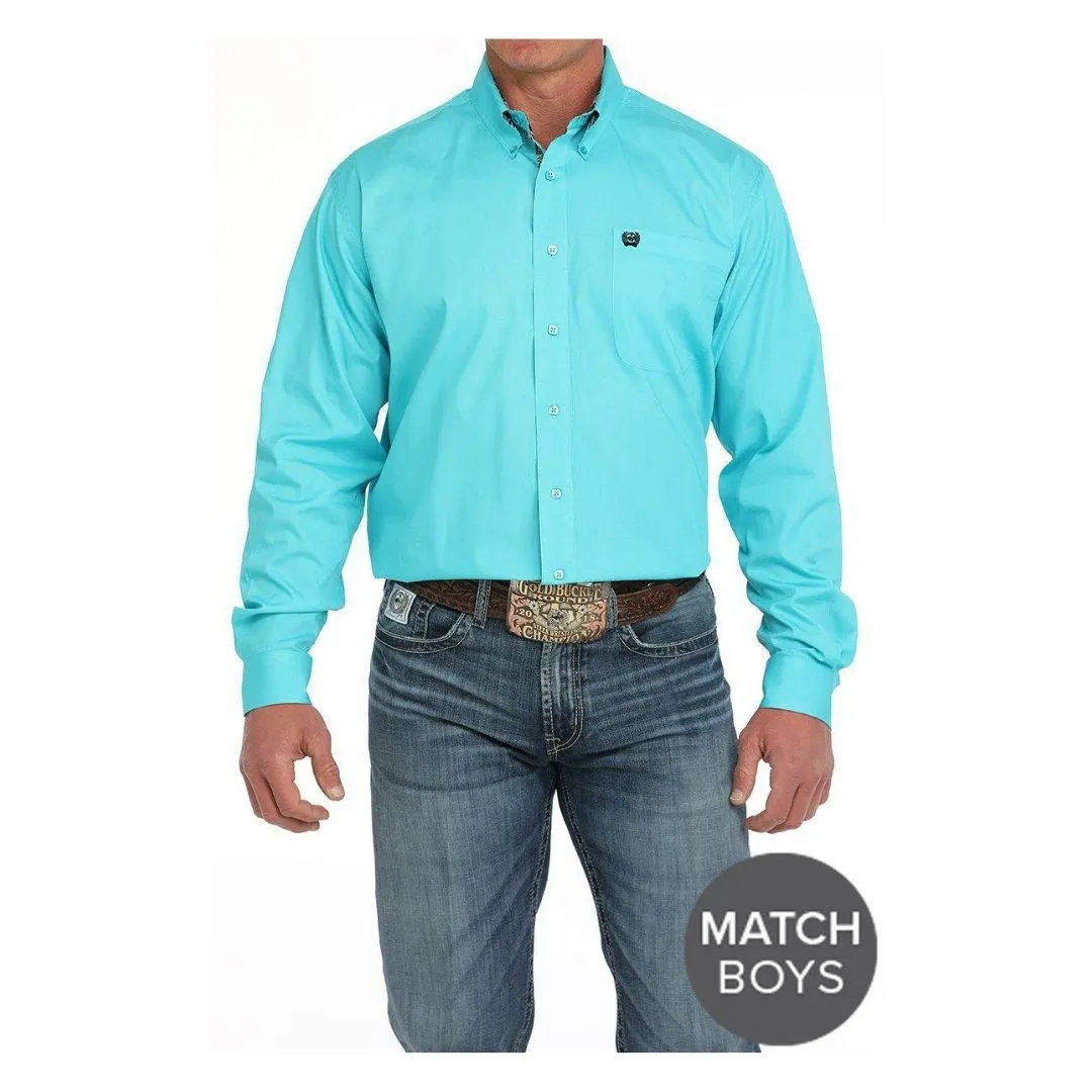 Cinch Men's Solid Button-Down Western Shirt - Turquoise - Image 3