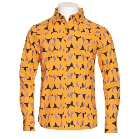 Cruel Girl Shirt Western Long Sleeve Snaps Steer Head Print