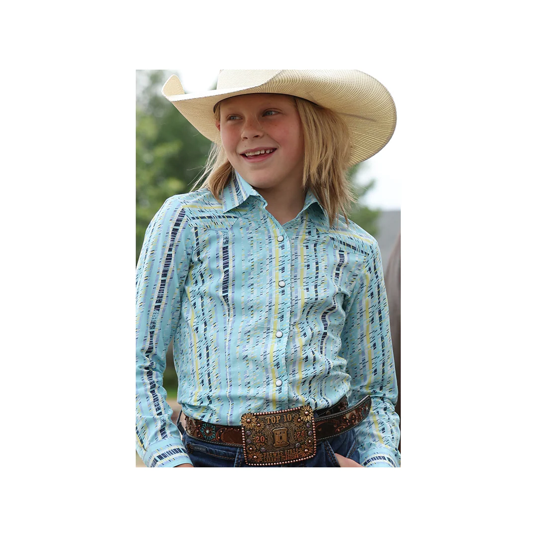 Cinch Girl's Multi Color Stripe Print Pearl Snap Long Sleeve Western Shirt