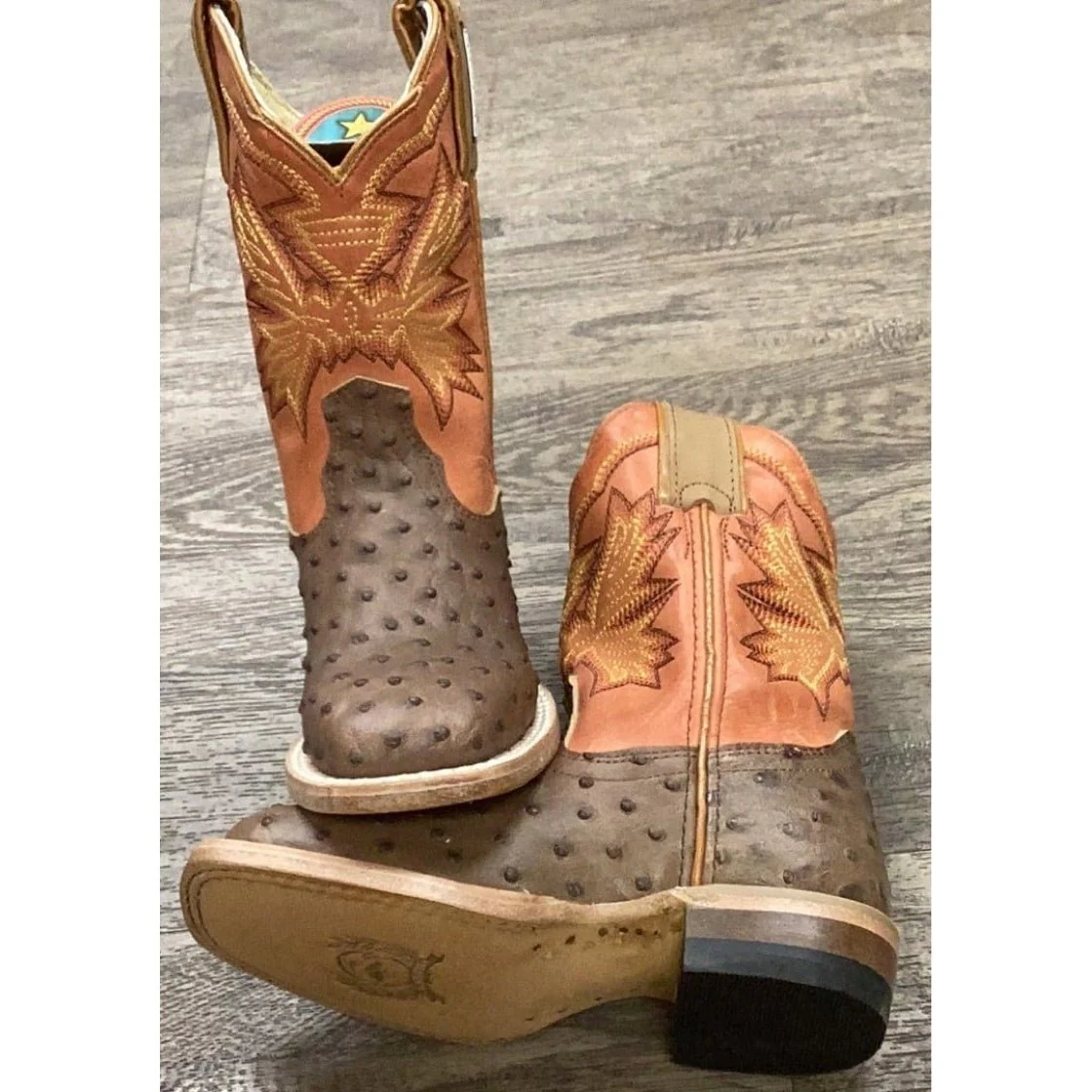 Cinch Kid’s Cowboy Boots Welt Stitched Ostrich Print KCK104 - Image 5