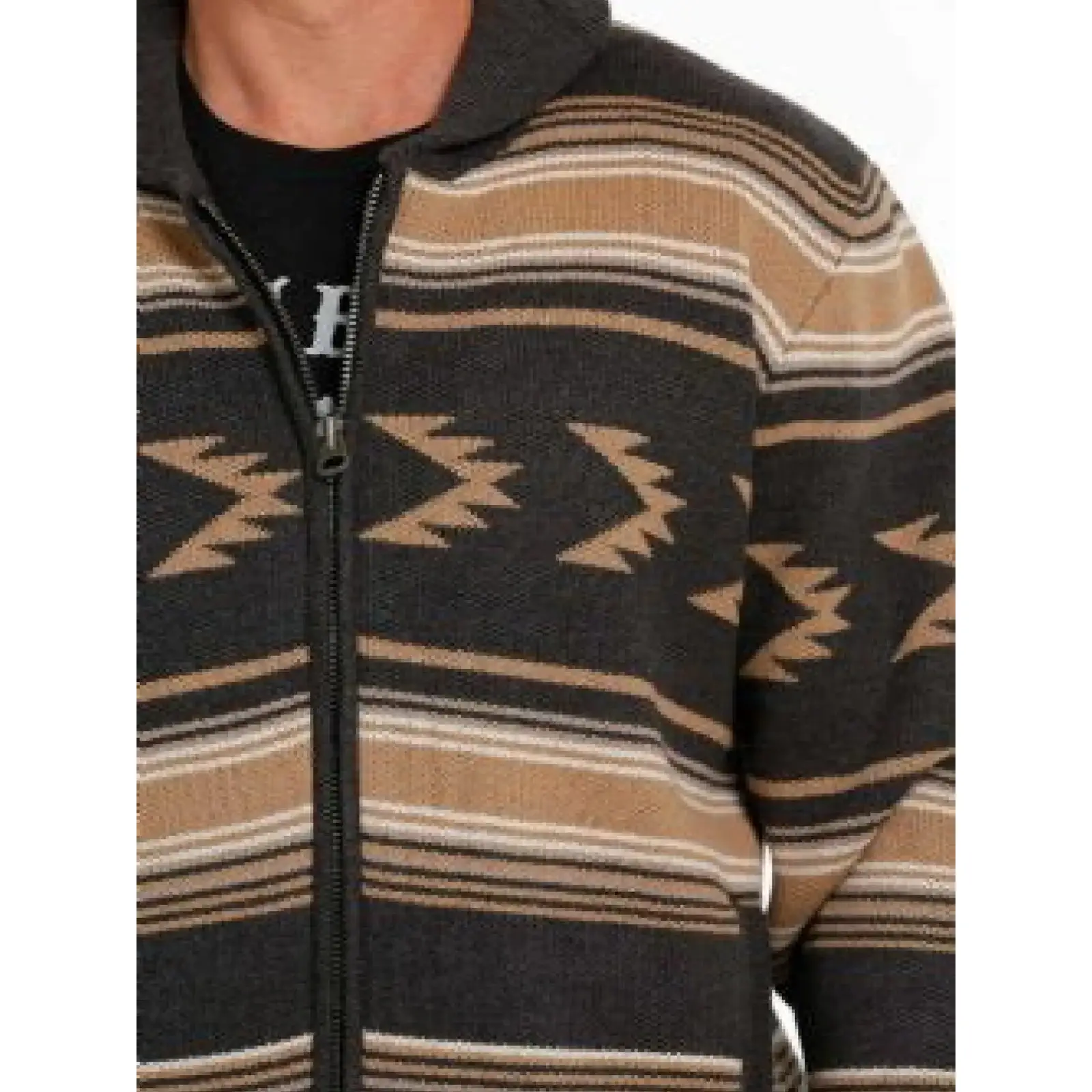 Cinch Men’s Aztec Full Zip Sweater Charcoal - Image 3