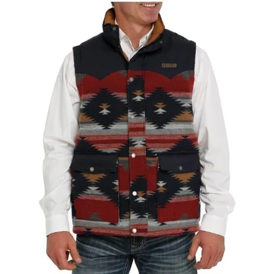 Cinch Men’s Vest Aztec Wool Snap & Zipper - Image 2