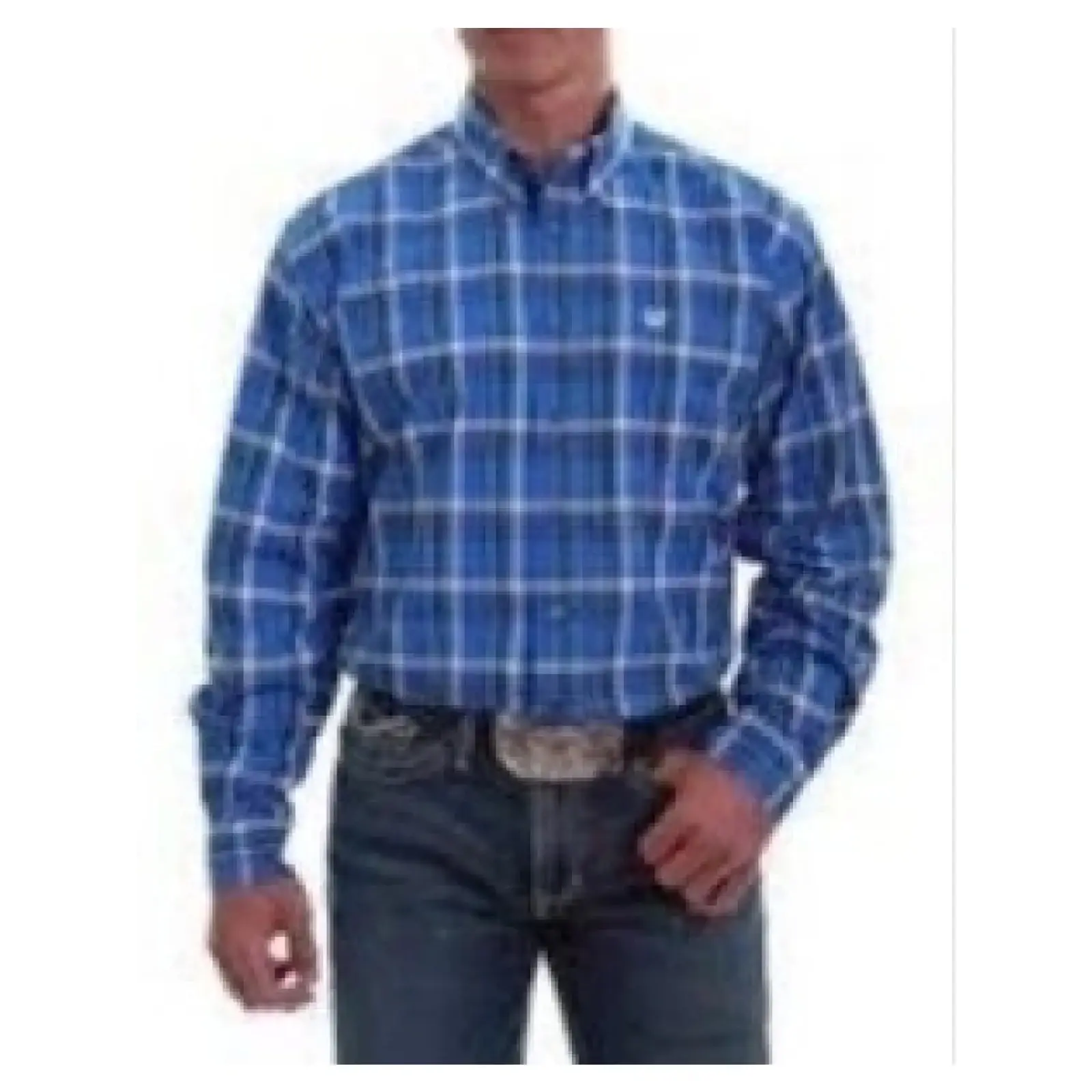Cinch Men’s Shirt Long Sleeve Button Down Blue Plaid