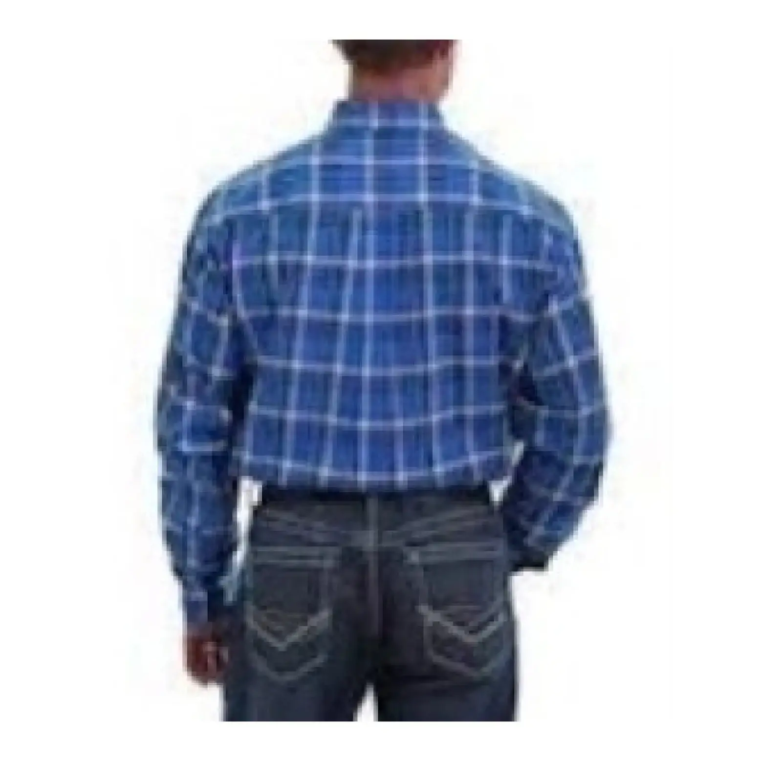 Cinch Men’s Shirt Long Sleeve Button Down Blue Plaid - Image 2
