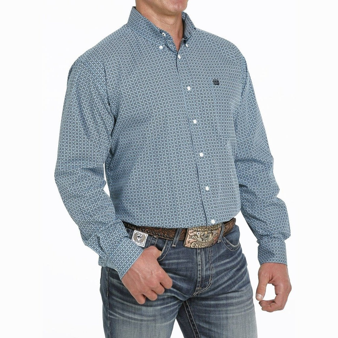 Cinch Men’s Shirt Casual Diamond Print Button-Down