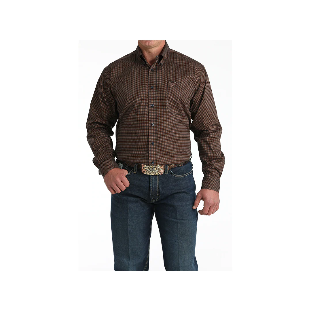 Cinch Men’s Navy Print Classic Fit Long Sleeve Western Shirt