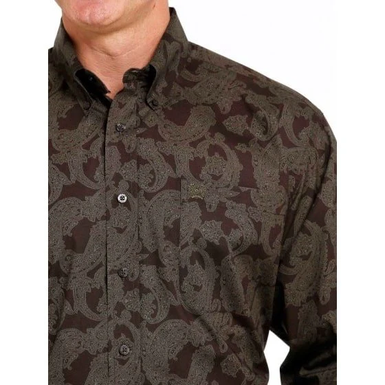 Cinch Men’s Shirt Casual Long Sleeve Button Down Collar Paisley Print - Image 3