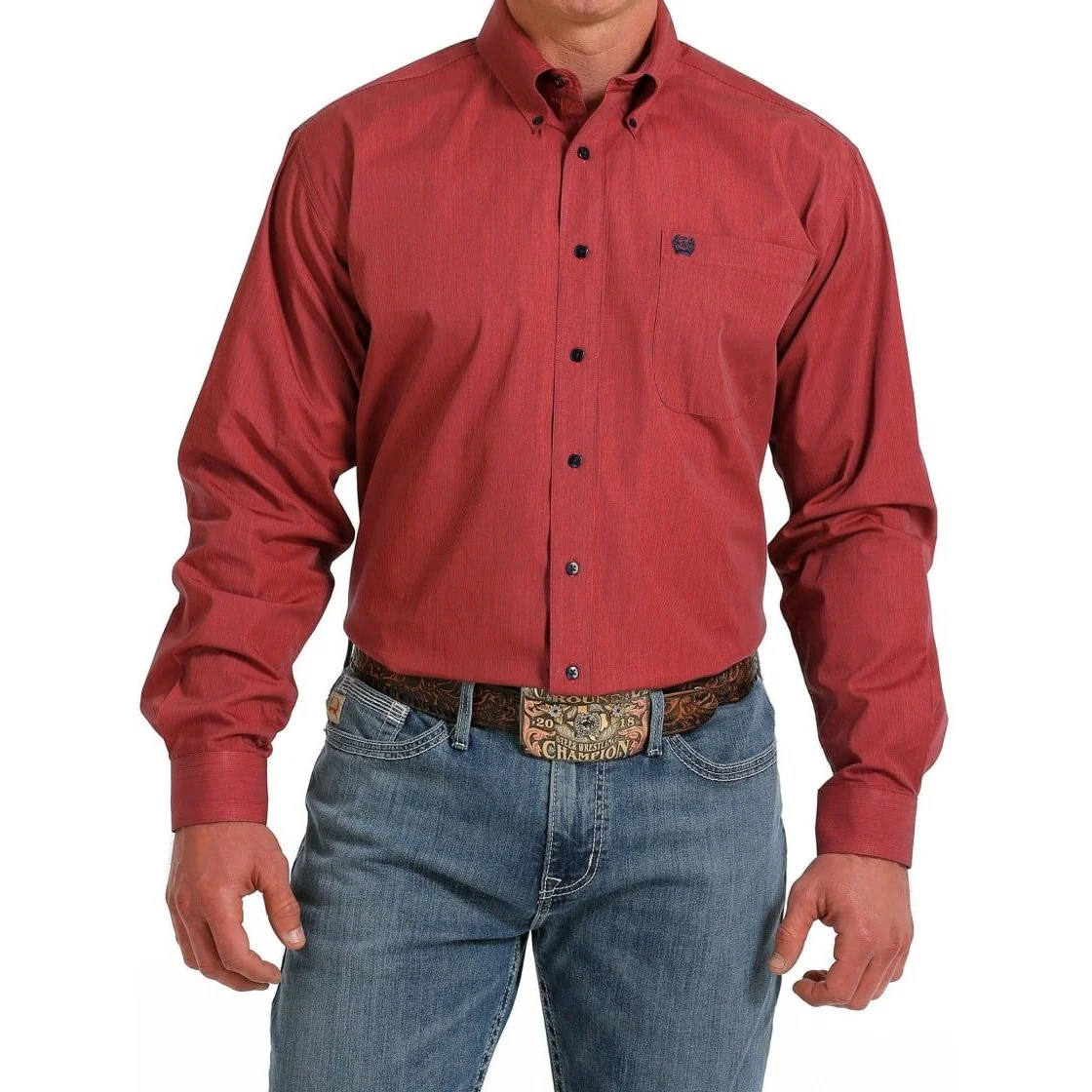 Cinch Men’s Shirt Casual Long Sleeve Micro-Stripe Button Down - Clearance