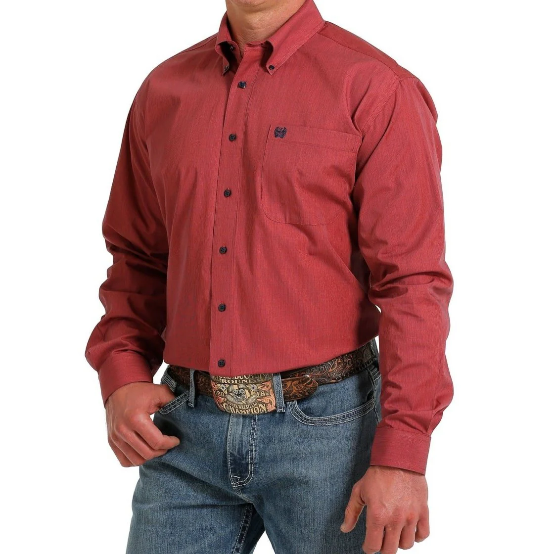 Cinch Men’s Shirt Casual Long Sleeve Micro-Stripe Button Down - Clearance - Image 2