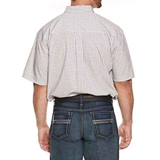Cinch Men’s Shirt Short Sleeve Arenaflex Grey Print - Image 2