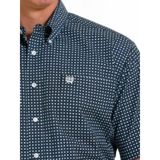 Cinch Men’s Shirt Short Sleeve Button Down Navy - Image 3