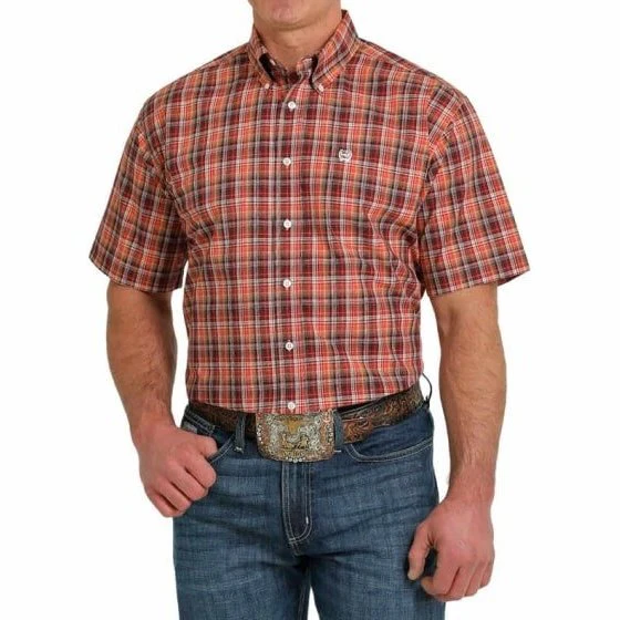 Cinch Men’s Short Sleeve Shirt Warm Plaid