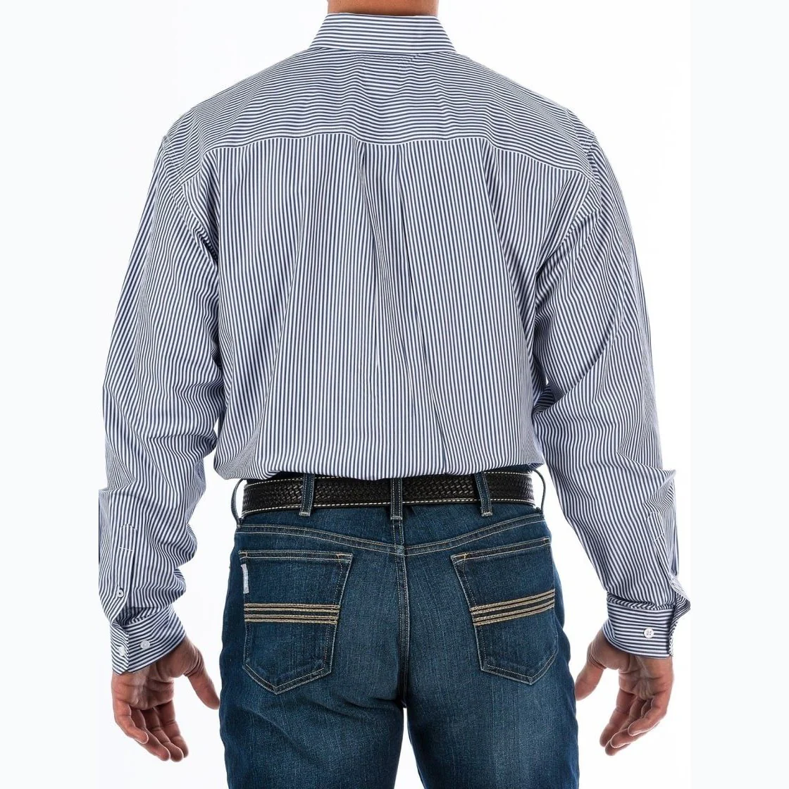 Cinch Men’s Tencel Royal Blue Stripe Button Down Western Shirt - Image 2