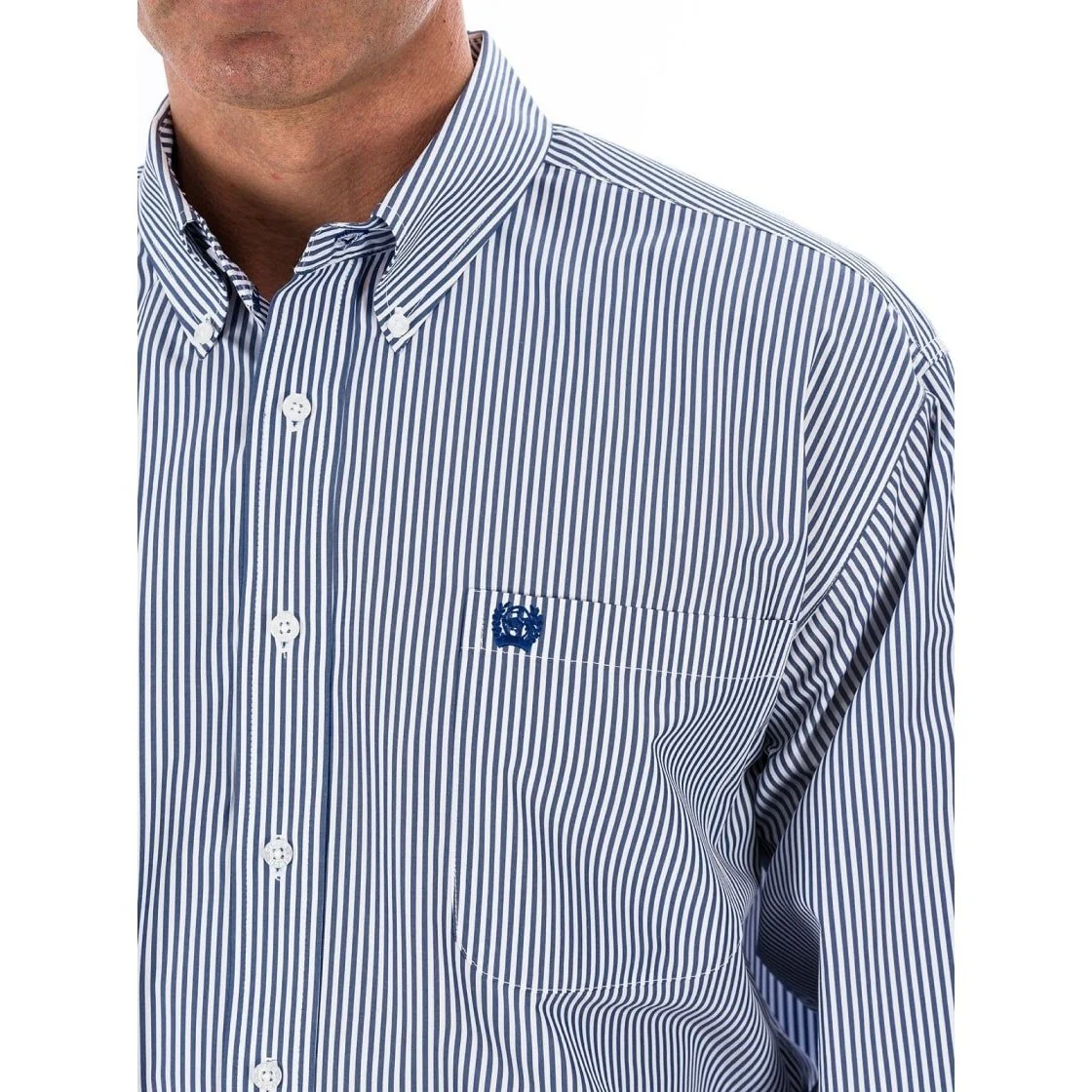 Cinch Men’s Tencel Royal Blue Stripe Button Down Western Shirt - Image 3