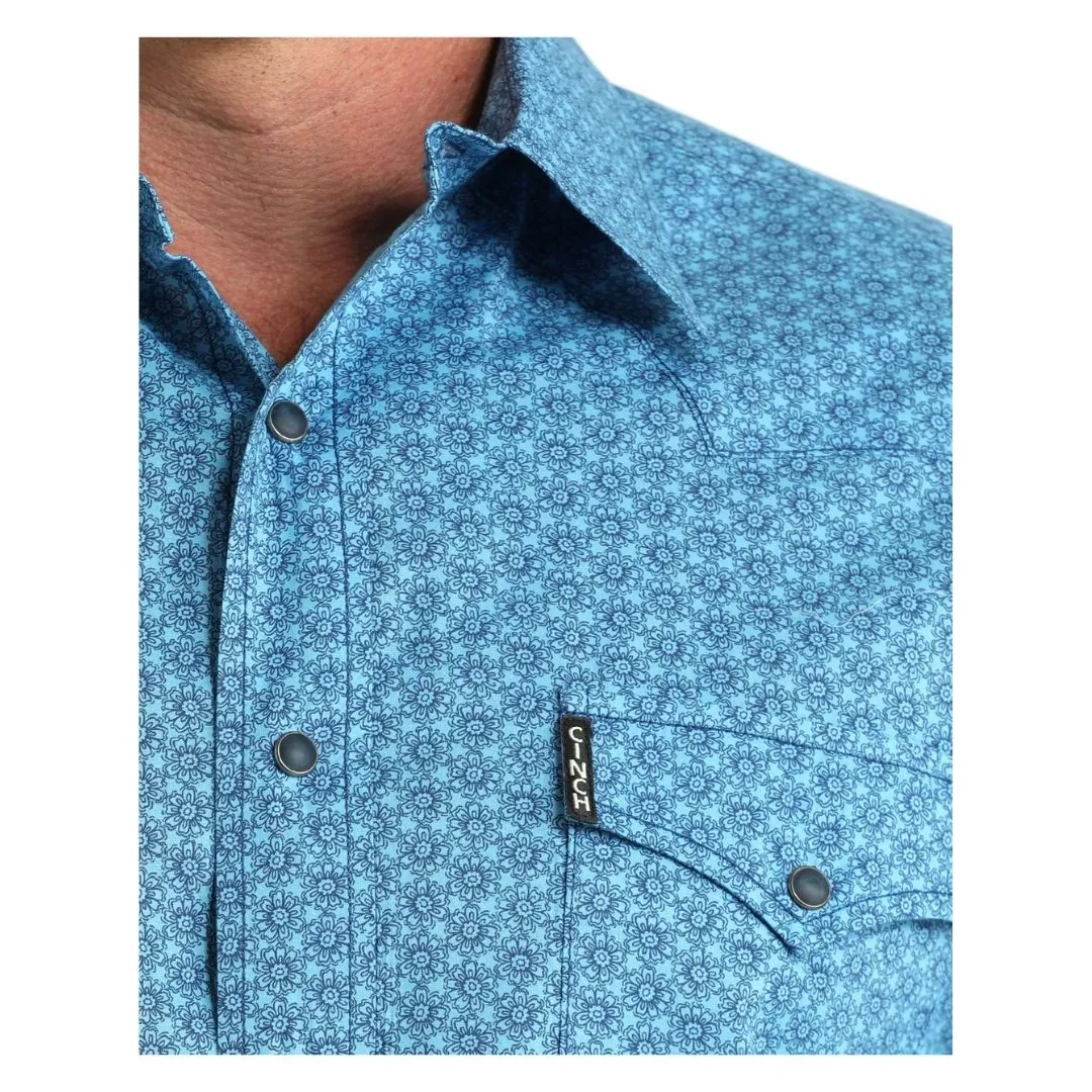 Cinch Men's Blue Modern Fit Geometric Print Long Sleeve Snap Shirt - Image 2