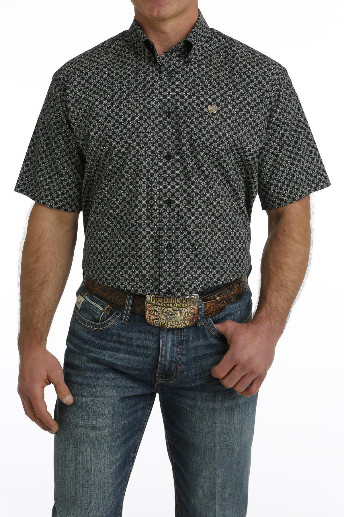 Cinch Men's Geometric Print Button Down Short Sleeve Western Shirt - Image 3