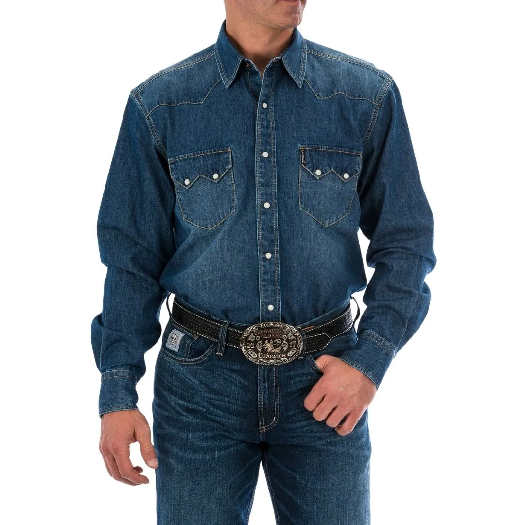 Cinch Men's Classic Denim Fit Long Sleeve Snap Two Sawtooth Flap Pocket Shirt