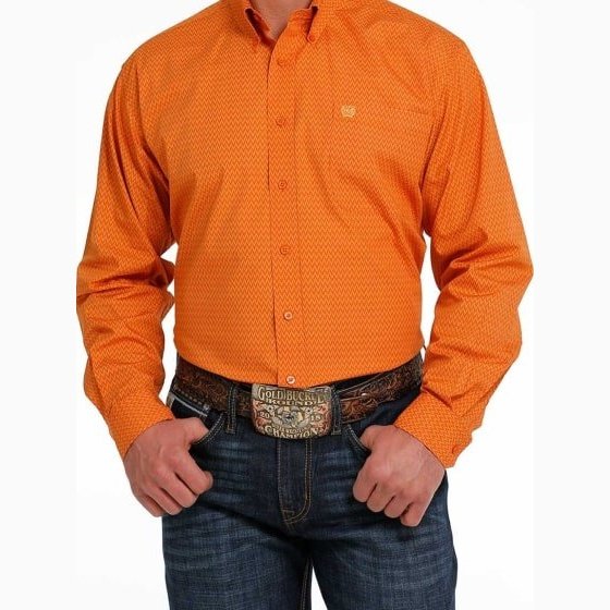 Cinch Men's Shirt Casual Long Sleeve Cotton Button Down Collar