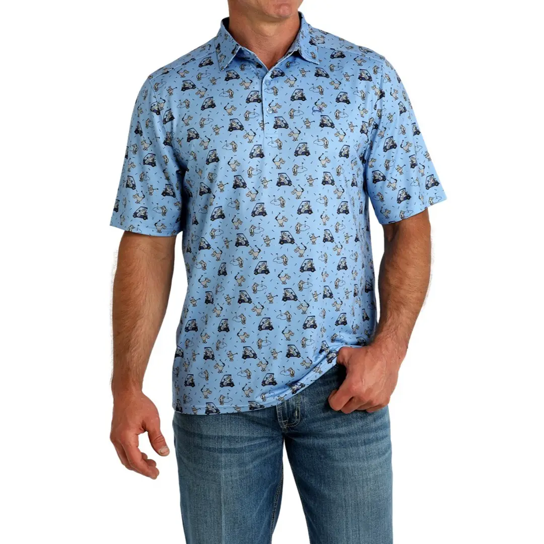 Cinch Men's Golfing Horse Print Polo Shirt