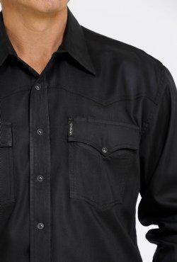 Cinch Men's Herringbone Western Snap Shirt - Black - Image 2