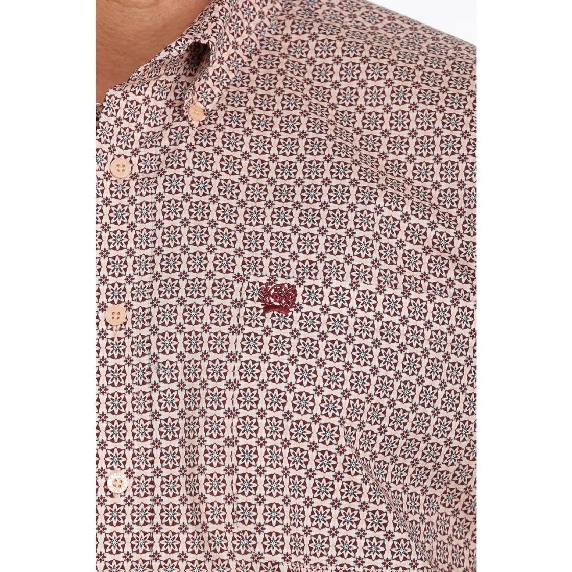 Cinch Men's Shirt Medallion Pink Print Button Down - Image 2