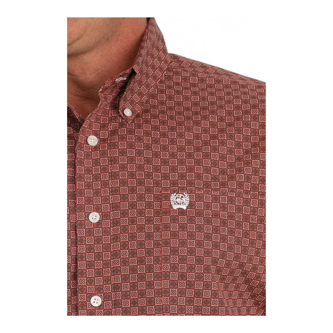 Cinch Men's Medallion Print Button-Down Western Shirt Red - Image 2